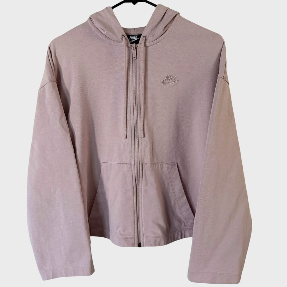 Nike Sportswear Zip-Up Hoodie Jacket Pink Women's Size Medium 100% Cotton